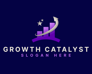 Bar Graph Growth Arrow logo design