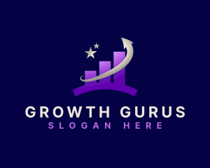 Bar Graph Growth Arrow logo design