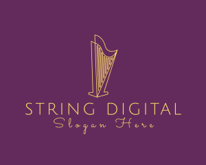 Musical String Harp logo design