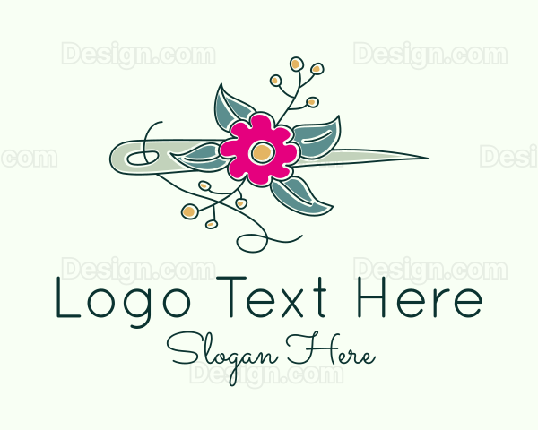 Floral Stitching Needle Logo