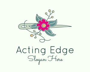 Floral Stitching Needle logo design