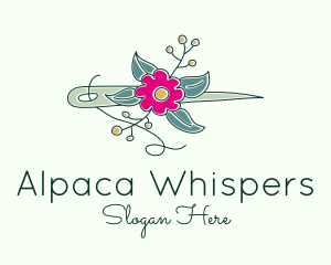 Floral Stitching Needle logo design