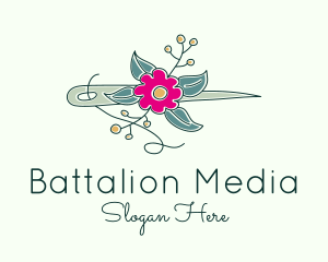 Floral Stitching Needle logo design