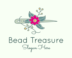 Floral Stitching Needle logo design