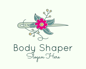 Floral Stitching Needle logo design