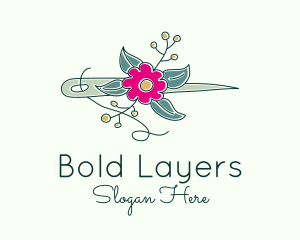 Floral Stitching Needle logo design