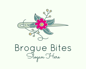 Floral Stitching Needle logo design