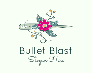 Floral Stitching Needle logo design