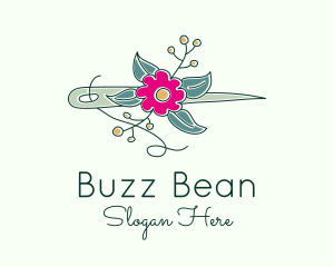 Floral Stitching Needle logo design