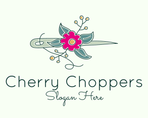 Floral Stitching Needle logo design