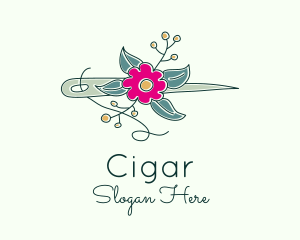 Floral Stitching Needle logo design