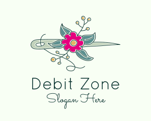 Floral Stitching Needle logo design