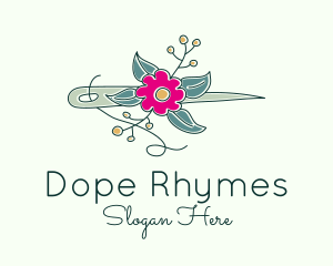 Floral Stitching Needle logo design