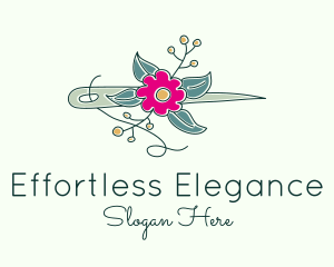 Floral Stitching Needle logo design