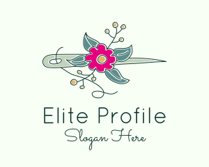 Floral Stitching Needle logo design