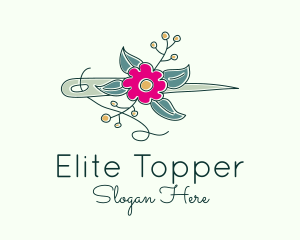 Floral Stitching Needle logo design