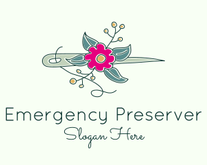 Floral Stitching Needle logo design