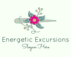 Floral Stitching Needle logo design