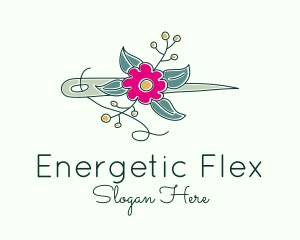 Floral Stitching Needle logo design