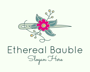 Floral Stitching Needle logo design