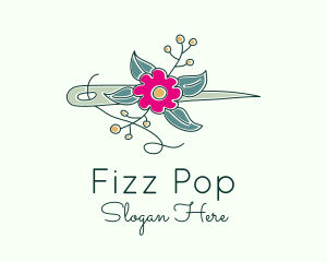 Floral Stitching Needle logo design