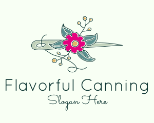 Floral Stitching Needle logo design