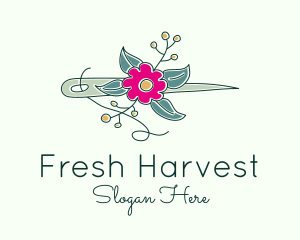 Floral Stitching Needle logo design