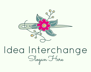 Floral Stitching Needle logo design