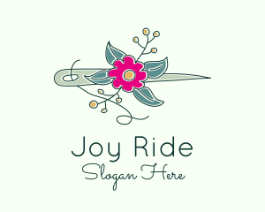 Floral Stitching Needle logo design