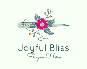 Floral Stitching Needle logo design