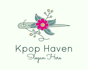 Floral Stitching Needle logo design