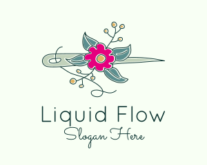 Floral Stitching Needle logo design