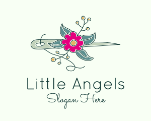 Floral Stitching Needle logo design