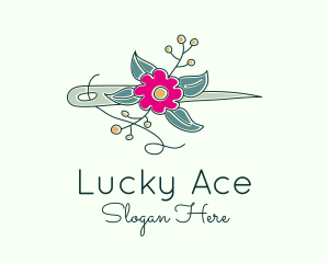 Floral Stitching Needle logo design