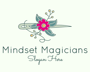 Floral Stitching Needle logo design