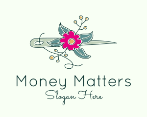 Floral Stitching Needle logo design