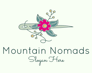 Floral Stitching Needle logo design