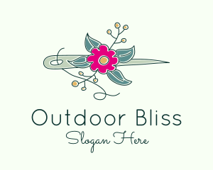 Floral Stitching Needle logo design