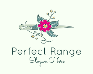 Floral Stitching Needle logo design