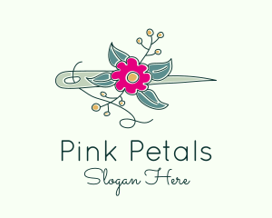 Floral Stitching Needle logo design