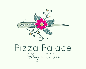 Floral Stitching Needle logo design