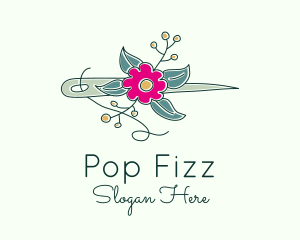 Floral Stitching Needle logo design