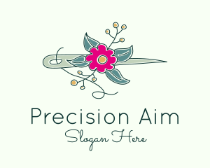 Floral Stitching Needle logo design