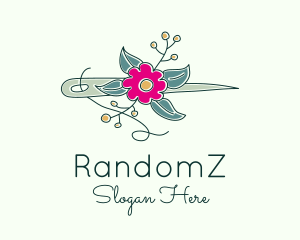 Floral Stitching Needle logo design