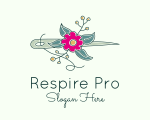 Floral Stitching Needle logo design