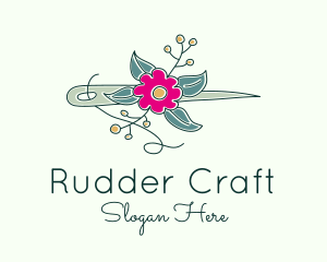 Floral Stitching Needle logo design