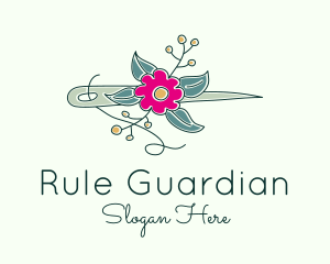 Floral Stitching Needle logo design