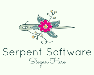 Floral Stitching Needle logo design