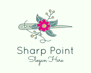 Floral Stitching Needle logo design