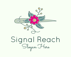 Floral Stitching Needle logo design